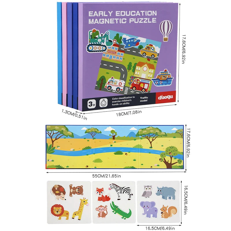 Libro Puzzle Magnetico degli Animali — Gioco Quieto Montessori
