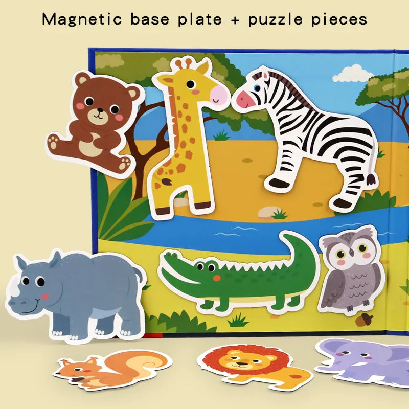 Libro Puzzle Magnetico degli Animali — Gioco Quieto Montessori