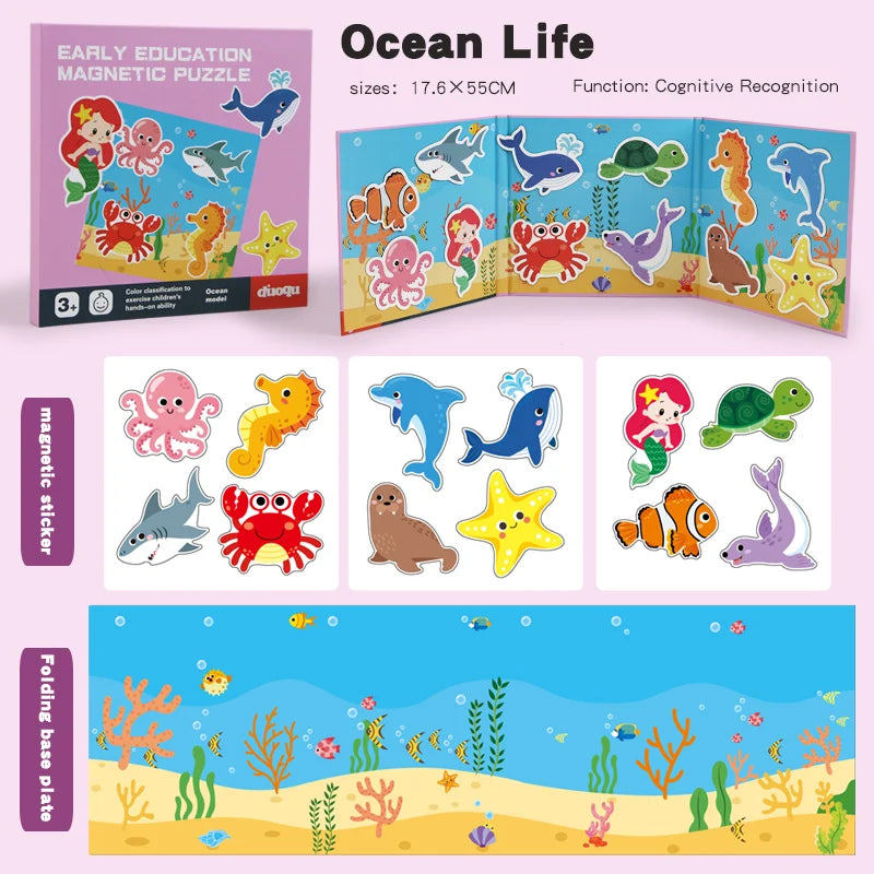 Libro Puzzle Magnetico degli Animali — Gioco Quieto Montessori
