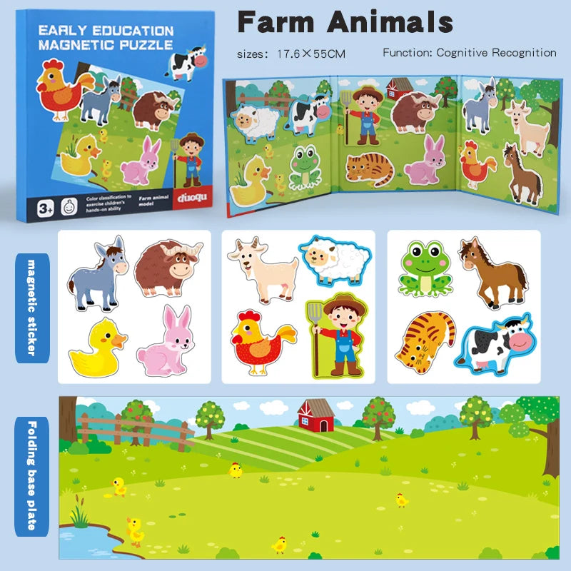 Libro Puzzle Magnetico degli Animali — Gioco Quieto Montessori