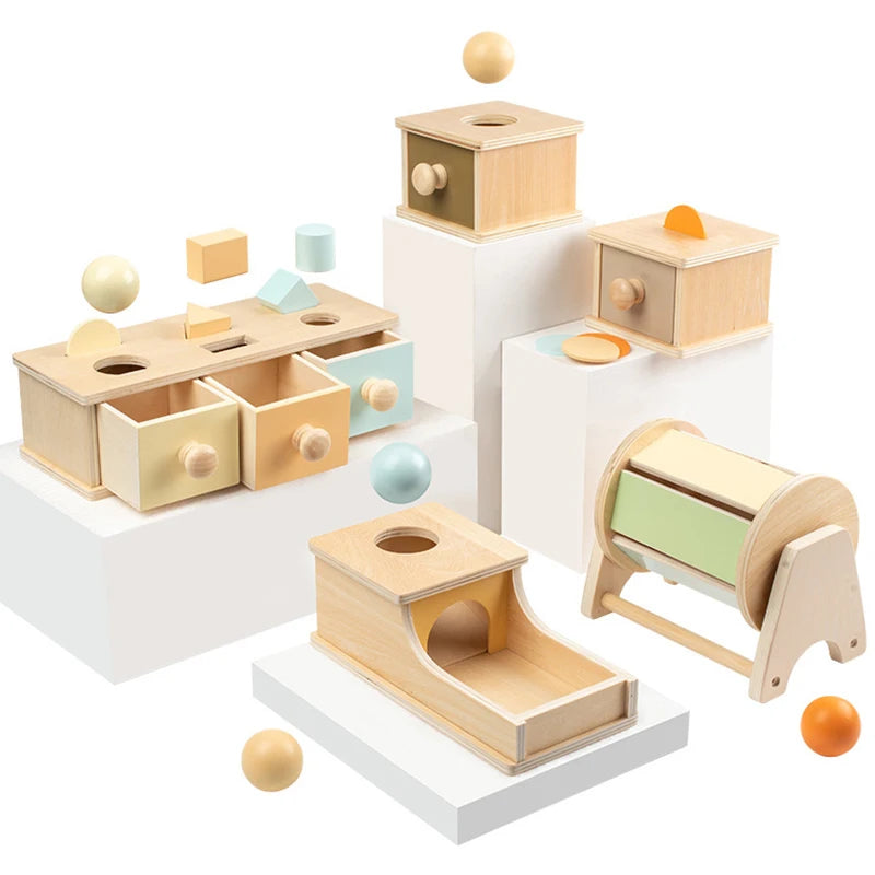 Scatola Sensoriale Montessori con Rullo Girevole
