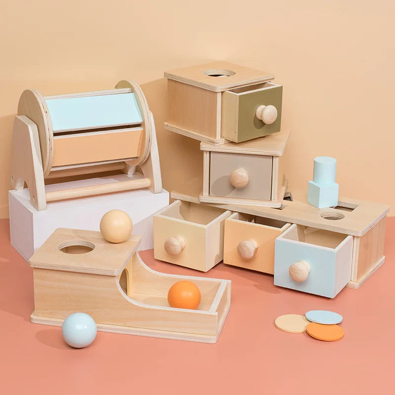 Scatola Sensoriale Montessori con Rullo Girevole