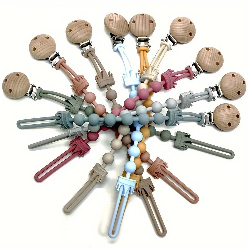 Clip Portaciuccio in Legno e Silicone